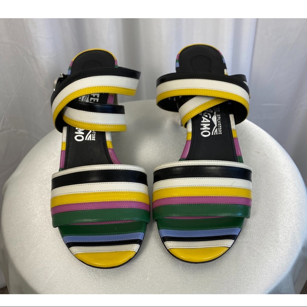 Salvatore Ferragamo Rainbow Strappy Heeled Sandals Women's Size 8 - Picture 3 of 7